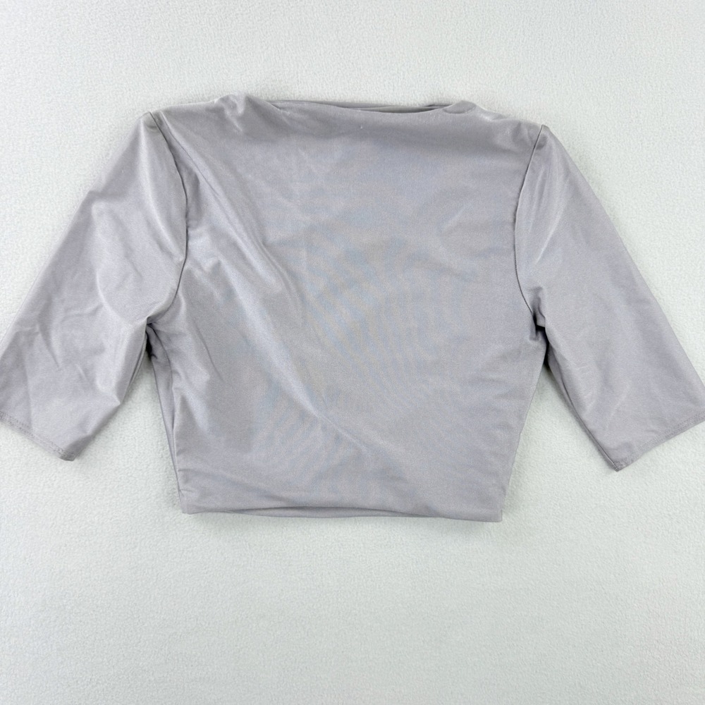 NAKED WARDROBE The‎ Sleek Crop Top Shiny Lavender Size XS Womens - Picture 2 of 8